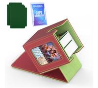 UAONO Card Deck Box for MTG Commander, Independent Commander Display, Fits 100 Double-Sleeved Cards, Magnetic Deck Case for Magic the Gathering TCG, 2 Dividers & 1 Top Loader (Red/Green)