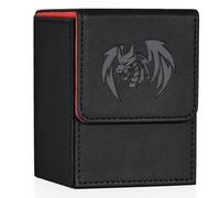 UAONO Card Deck Box for Yugioh MTG, 100+ Deck Case with 2 Dividers, Fits TCG CCG, PU Leather Card Storage Box (Black&Red, Sky Dragon)