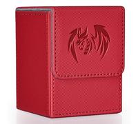 UAONO Card Deck Box for Yugioh MTG Cards, 100+ Deck Case with 2 Dividers Fits TCG CCG, PU Leather Card Storage Box Compatible with Collectible Trading Cards (Red, Sky Dragon)