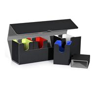 UAONO Card Deck Box with Dice Tray for MTG, 5 in 1 Card Deck Case Holds 800+ Unsleeved Cards, Strong Magnet Organizer Compatible with Yugioh TCG Sports Cards (Colorful)