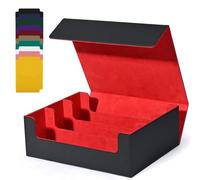 UAONO Card Storage Box - 1800+ PU Leather Commander Deck Case, Magnetic Closure Fits Magic Game Cards (Black & Red)