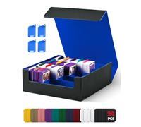 UAONO Card Storage Box for Trading Cards, 2400+ MTG Commander Deck Box With 24pcs Colorful Divider, Card Case Fits for Magic TCG PTCG Game Cards(Black&Blue)