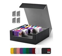 UAONO Card Storage Box for Trading Cards, 2400+ MTG Commander Deck Box With 24pcs Colorful Divider, Card Case Fits for Magic TCG PTCG Game Cards(Black&Gray)