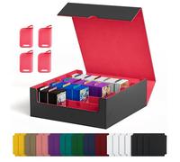 UAONO Card Storage Box for Trading Cards, 2400+ MTG Commander Deck Box With 24pcs Colorful Divider, Card Case Fits for Magic TCG PTCG Game Cards(Black&Red)