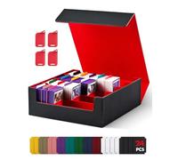 UAONO Card Storage Box for Trading Cards, 2400+ MTG Commander Deck Box With 24pcs Colorful Divider, Card Case Fits for Magic TCG PTCG Game Cards(Black&Red)