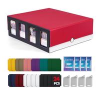 UAONO Trading Card Storage Box with Commander Display; 2400+ Deck Box for MTG with Removable Cover; Toploader Card Case fits Magic TCG PTCG Sports Cards; 24 Dividers, 4 Stoppers (Red, White)