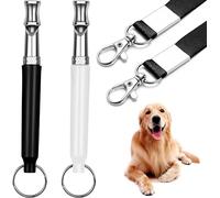 UAOOK 2 Pcs Dog Whistles with Lanyard, Dog Whistle to Stop Barking, Adjustable Frequency Ultrasonic Dog Whistle, Professional Recall Dog Training Whistle