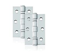 UAP 2 Set of Door Hinges 3 Inch (75mm x 50mm) - Mild Steel Ball Bearing Butt Door Hinge, Square Corners, Good for Internal Doors, Residential & Commercial Buildings (2 Pack, Polished Chrome)