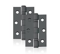 UAP 2 Set of Door Hinges 3 Inch (75mm x 50mm) - Mild Steel Ball Bearing Butt Door Hinge, Square Corners, Good for Internal Doors, Residential & Commercial Buildings (2 Pack, Black)