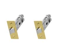 UAP 2 Sets 65mm Tubular Latch Square - Door Latches for Internal Doors, Square Forend, Tubular Door Mortice Latch, Door Hardware (2 Pack, 65mm, Electro Brassed)