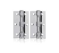 UAP 3 Inch Ball Bearing Butt Door Hinges for Internal Doors 75mm x 50mm Mild Steel Square Corner Internal 2 Pack Polsihed Chrome