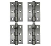 UAP 3 Inch Ball Bearing Butt Door Hinges for Internal Doors 75mm x 50mm Mild Steel Square Corner Internal 4 Pack Matt Satin Black