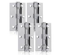 UAP 3 Inch Ball Bearing Butt Door Hinges for Internal Doors 75mm x 50mm Mild Steel Square Corner Internal 4 Pack Polished Chrome
