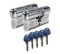 UAP 3 Star Keyed Alike Euro Cylinder Lock Pack Chrome, 50/50 (100mm)