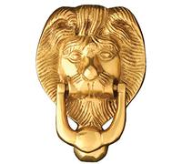 UAP 4" Brass Lion Head Door Knocker - Traditional Front Door Hardware with Powder Coated Finish & Mounting Kit - Victorian Style Home Decor for Wardrobe & Entrance Doors (Polished Brass, 97mm)