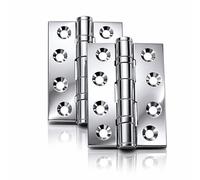 UAP 4 Inch Ball Bearing Butt Door Hinges for Internal Doors 100mm x 75mm Mild Steel Square Corner Internal 2 Pack Polished Chrome