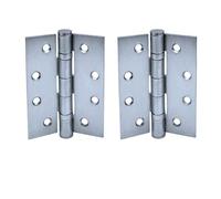 UAP 4 Inch Ball Bearing Butt Door Hinges for Internal Doors 100mm x 75mm Mild Steel Square Corner Internal 2 Pack Satin Chrome