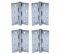 UAP 4 Inch Ball Bearing Butt Door Hinges for Internal Doors 100mm x 75mm Mild Steel Square Corner Internal 4 Pack Satin Chrome