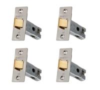 UAP 4 Sets 65mm Tubular Latch Square - Door Latches for Internal Doors Square Corners, Tubular Door Mortice Latch, Door Hardware Polished Stainless Steel Finish (4 Pack, 65mm, Satin Stainless)