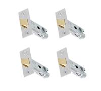 UAP 4 Sets 65mm Tubular Latch Square - Door Latches for Internal Doors Square Corners, Tubular Door Mortice Latch, Door Hardware Polished Stainless Steel Finish (4 Pack, 65mm, Polished Stainless)
