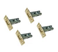 UAP 4 Sets 75mm Tubular Latch Square - Door Latches for Internal Doors Square Corners, Tubular Door Mortice Latch, Door Hardware Polished Stainless Steel Finish (4 Pack, 75mm, Evershine Brass)