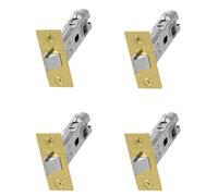 UAP 4 Sets 75mm Tubular Latch Square - Door Latches for Internal Doors Square Forend, Tubular Door Mortice Latch, Door Hardware (4 Pack, 75mm, Electro Brassed)
