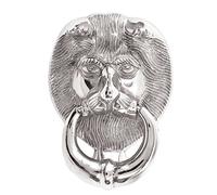 UAP 5" Chrome Lion Head Door Knocker - Traditional Front Door Hardware with Powder Coated Finish & Mounting Kit - Victorian Style Home Decor for Wardrobe & Entrance Doors (Polished Chrome, 125mm)