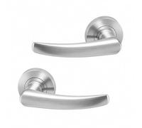 UAP Alpine Internal Door Handles On Round Rose, Satin Chrome Lever Handles for Interior Wooden Doors, Keyless Pair