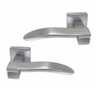 UAP Ava Internal Door Handles On Round Rose, Satin Chrome Lift & Lock Lever Handles for Interior Wooden Doors, Keyless Pair