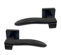UAP AVA Style Lever on Round Rose Door Handles Pair 158mm x 58mm in Matt Black Bolt Through Fixing Lift and Lock for Internal and External Doors