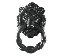UAP Black Iron 2 Piece Lion's Head Door Knocker - 6 inch Traditional Front Door Hardware with Powder Coated Finish & Mounting Kit - Victorian Style Home Decor for Wardrobe & Entrance Doors