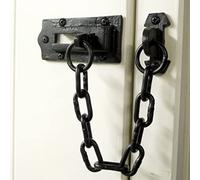 UAP Black Iron Hardware Door Chain - Sliding Door Chain for Front Door, Security Door Lock Safety Chain, Anti Theft Door Latch, Cast Iron Door Limiter