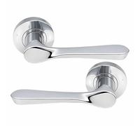 UAP Calla Premium Lever on Round Rose Door Handles Pair 150mm x 60mm in Polished Chrome with Bolt Through Fixing Lift and Lock for Internal and External Use