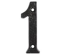 UAP Cast Iron 4" House Number 1 Screw Fix Front Door Rustic Address Plate Black