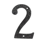 UAP Cast Iron 4" House Number 2 Screw Fix Front Door Rustic Address Plate Black