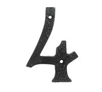 UAP Cast Iron 4" House Number 4 Screw Fix Front Door Rustic Address Plate Black