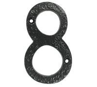 UAP Cast Iron 4" House Number 8 Screw Fix Front Door Rustic Address Plate Black
