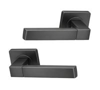 UAP Cube Internal Door Handles On Square Rose, Metal Grey Lever Handles for Interior Wooden Doors, Keyless Pair