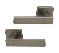UAP Cube Style Lever Internal Door Handle Pair on Square Rose - Keyless Entry - Quality Materials - Bolt Through Fixing for Easy Installation - for Residential or Commercial - Pearl Nickel