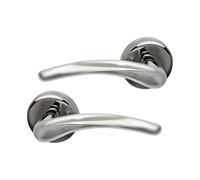 UAP Dune Internal Door Handles On Round Rose, Polished Chrome Lever Handles for Interior Wooden Doors, Keyless Pair