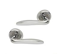 UAP E-Kappa Style Lever on Round Rose Internal Door Handles Pair 135mm x 50mm in Chrome Polish with Bolt Through Fixing for Residential and Commercial Doors