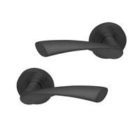 UAP E-Zeta Internal Door Handles On Round Rose, Matt Black Lever Handles for Interior Wooden Doors, Keyless Pair