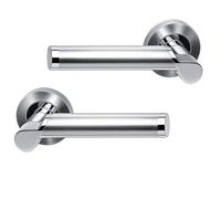 UAP Enterprise Internal Door Handles On Round Rose, Polished Chrome Lever Handles for Interior Wooden Doors, Keyless Pair