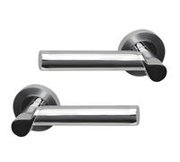 UAP Enterprise Style Lever Internal Door Handle Pair on Round Rose - Keyless Entry - Quality Materials - Bolt Through Fixing for Easy Installation - for Residential or Commercial - Polished Chrome
