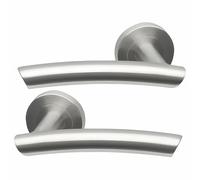 UAP Everest Internal Door Handles On Round Rose, Satin Silver Lever Handles for Interior Wooden Doors, Keyless Pair