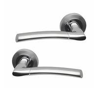 UAP Falcon Style Lever on Round Rose Internal Door Handles Pair 140mm x 51mm with Bolt Through Fixing for Residential and Commercial Doors in Polished and Satin Chrome Finish