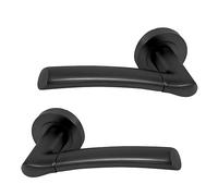 UAP Falcon Style Lever on Round Rose Internal Door Handles Pair 140mm x 51mm with Bolt Through Fixing for Residential and Commercial Doors in Metal Grey