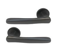 UAP Fern Internal Door Handles On Round Rose, Black Lift & Lock Lever Handles for Interior Wooden Doors, Keyless Pair