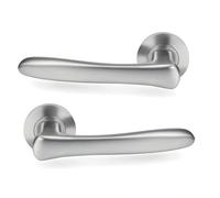 UAP Fern Internal Door Handles On Round Rose, Satin Chrome Lift & Lock Lever Handles for Interior Wooden Doors, Keyless Pair