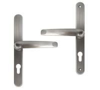 UAP Front Door Handles 243mm Backplate 92 PZ, in Satin Stainless Steel | All Door Types, Comfort Grip, External Door Handles